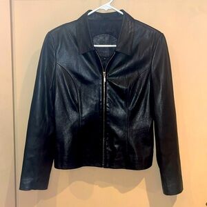 Rosleen leather motorcycle/ cross soft zip up jacket size small / excellent item